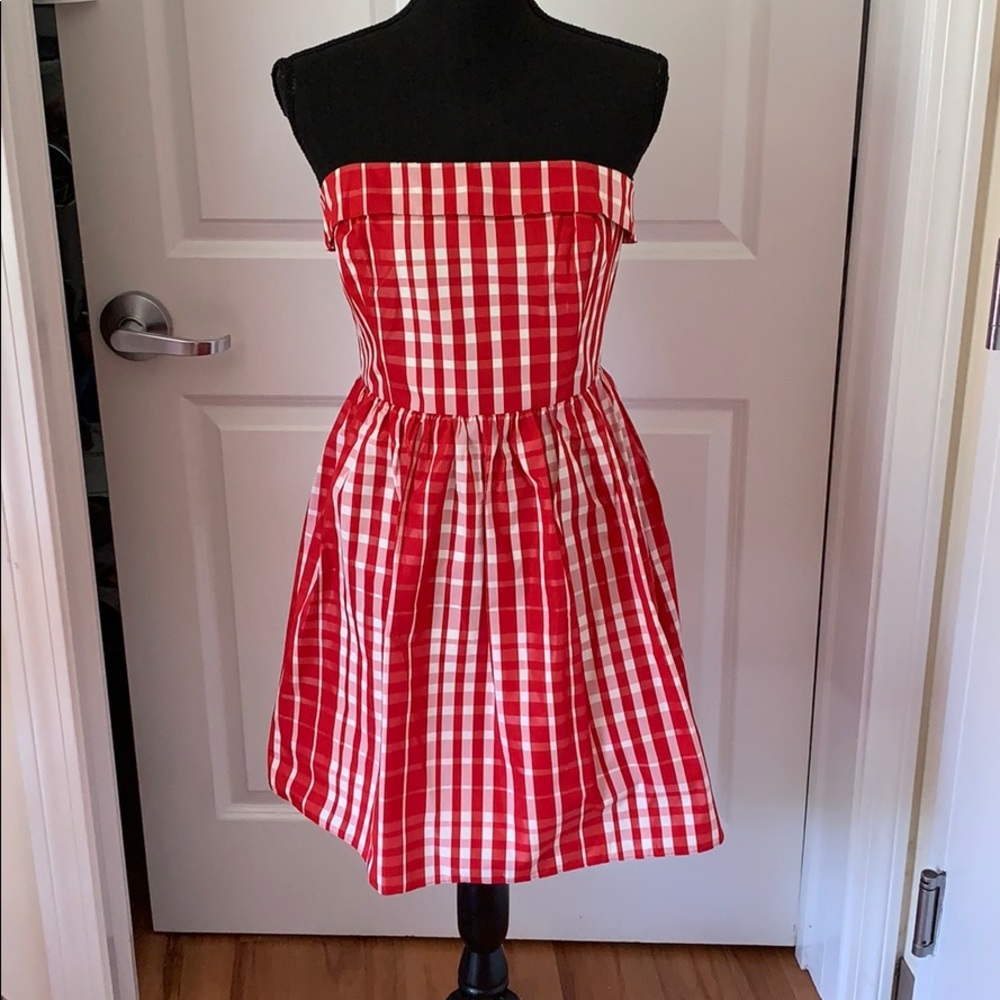 NWT Vineyard Vines Gingham Strapless Dress sz 4